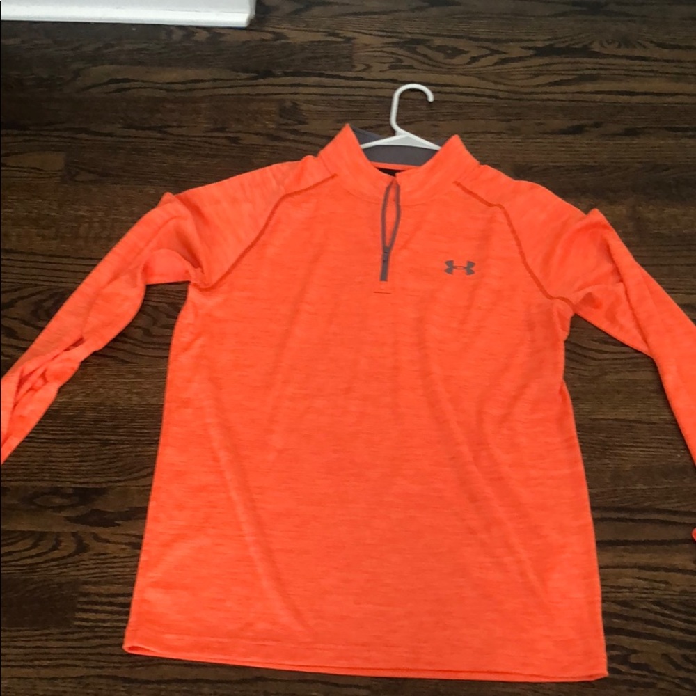 Orange under armour pull over